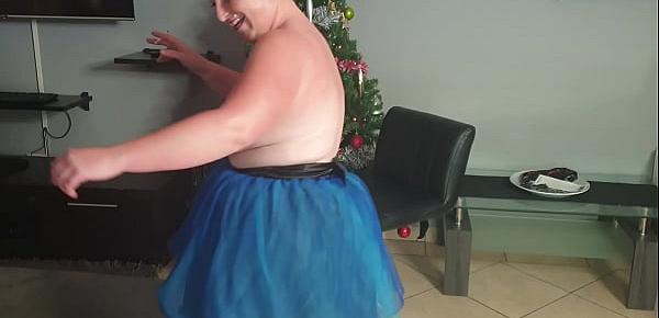  Big fat slut smoking a cigarette in her tutu skirt | showing off ass and pussy